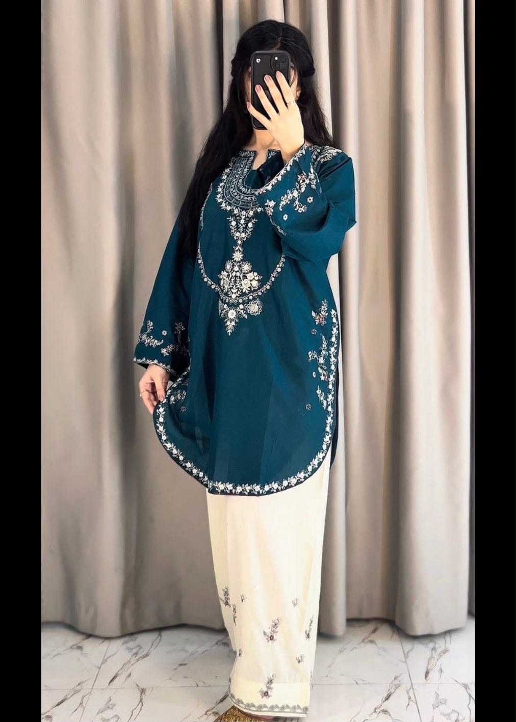Premium Heavy Embroidered Shamoze Silk 2-Piece Suit