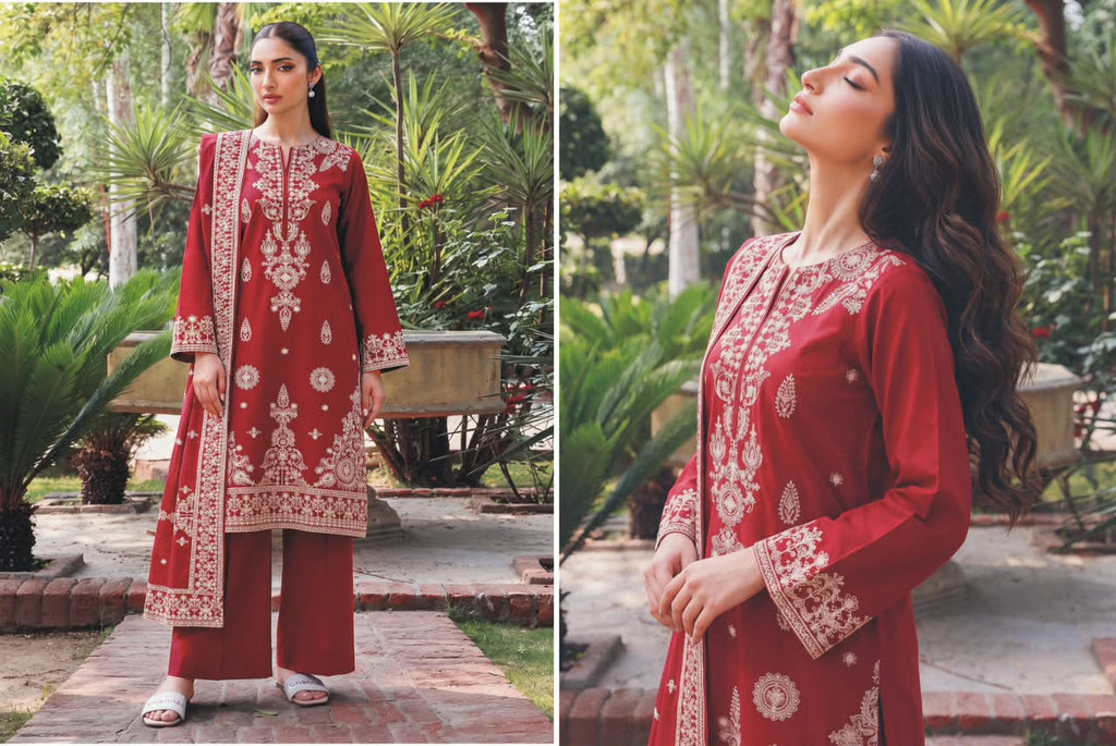 Luxury Full Sequin Embroidered Airjet Slub Dhanak 3-Piece Suit