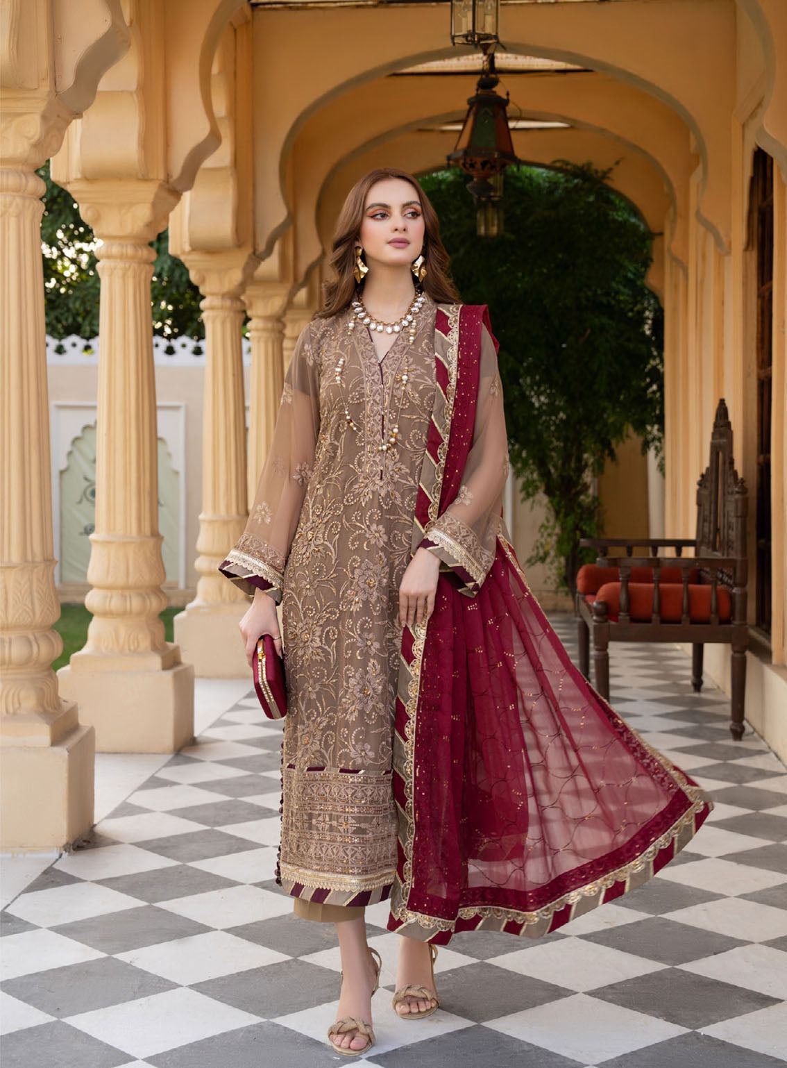 Unstitched Luxury Chiffon 3-Piece Suit with Malai Trouser