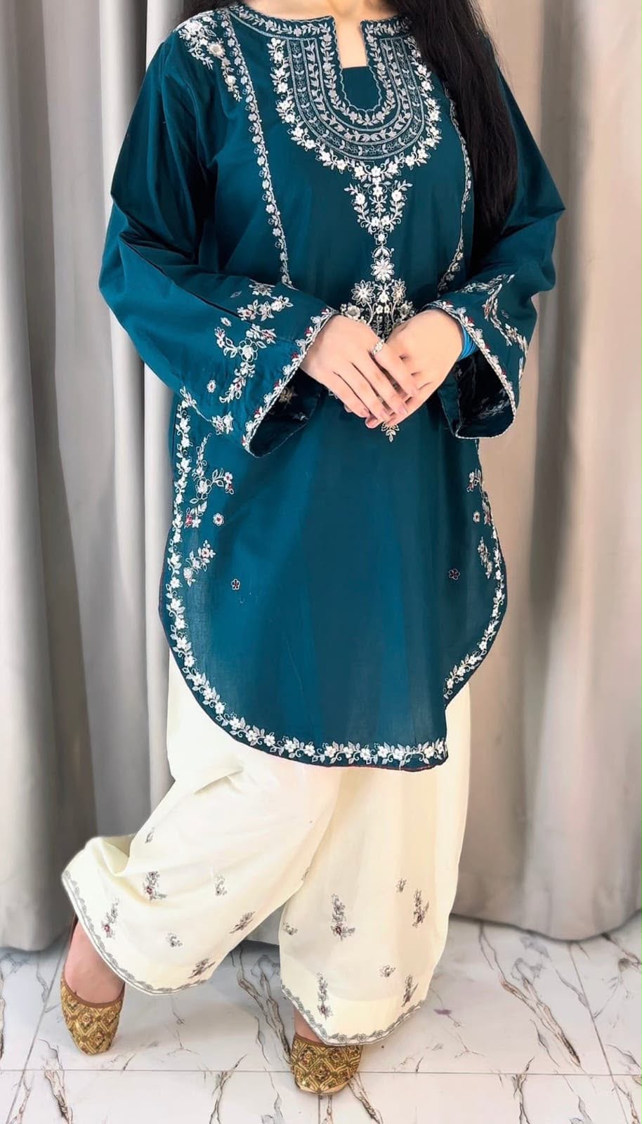 Premium Heavy Embroidered Shamoze Silk 2-Piece Suit