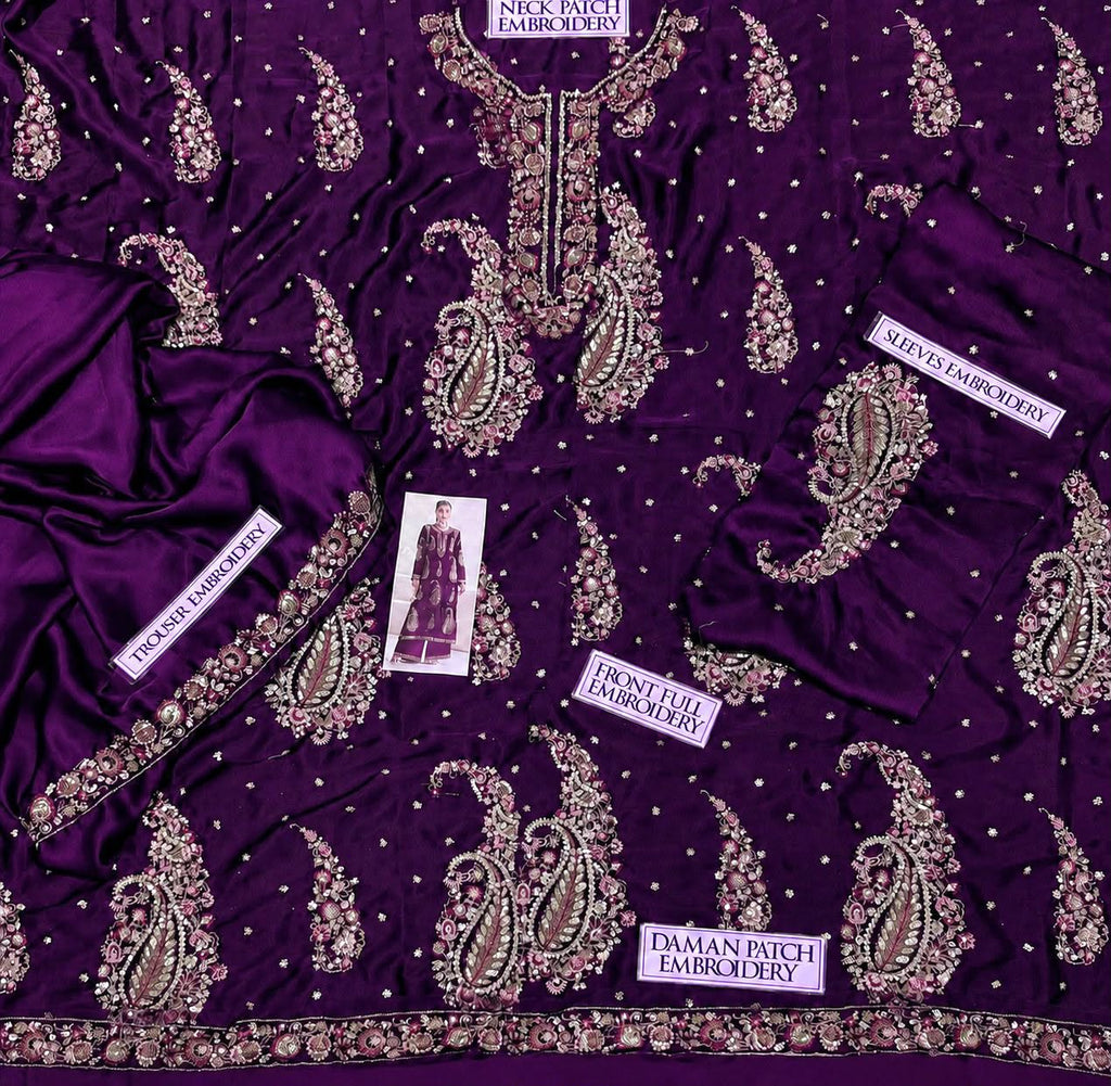 Premium Heavy Embroidered Silk 2-Piece Suit with Embroidered Trouser