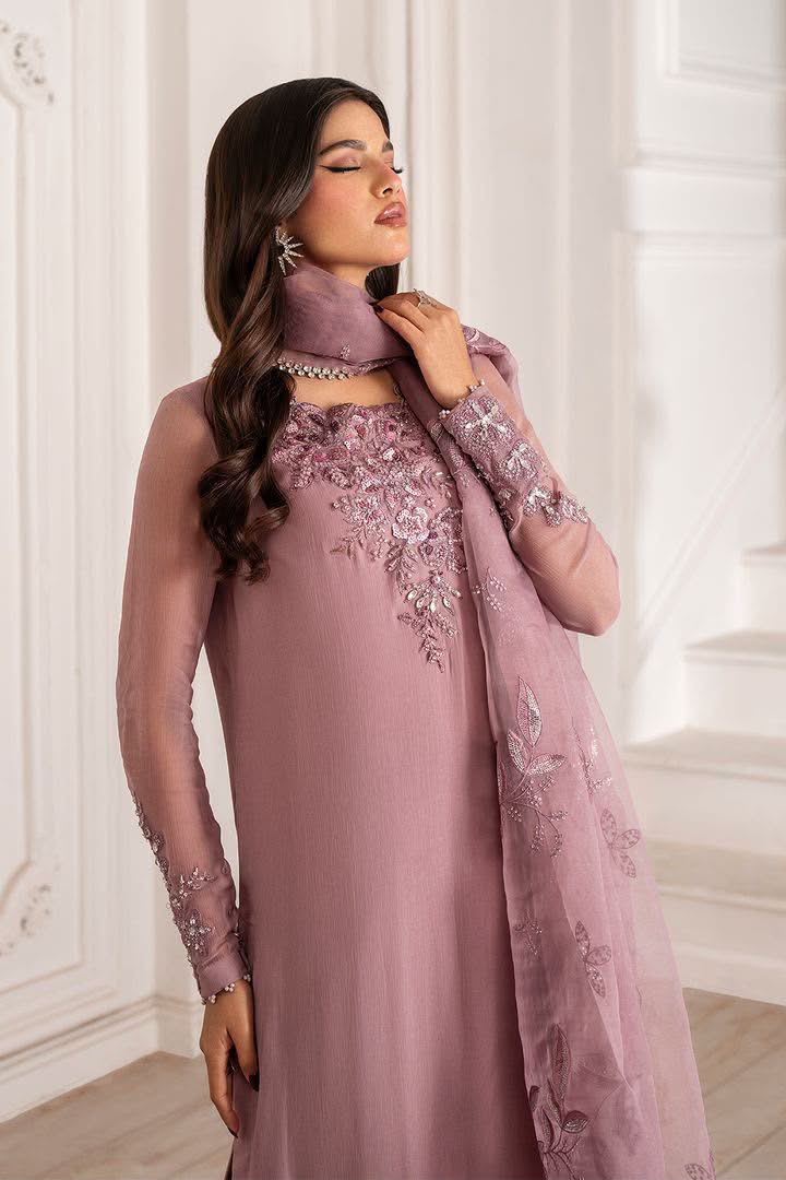 Luxury Heavy Embroidered Chiffon 3-Piece Suit with Adda Work & Organza Dupatta