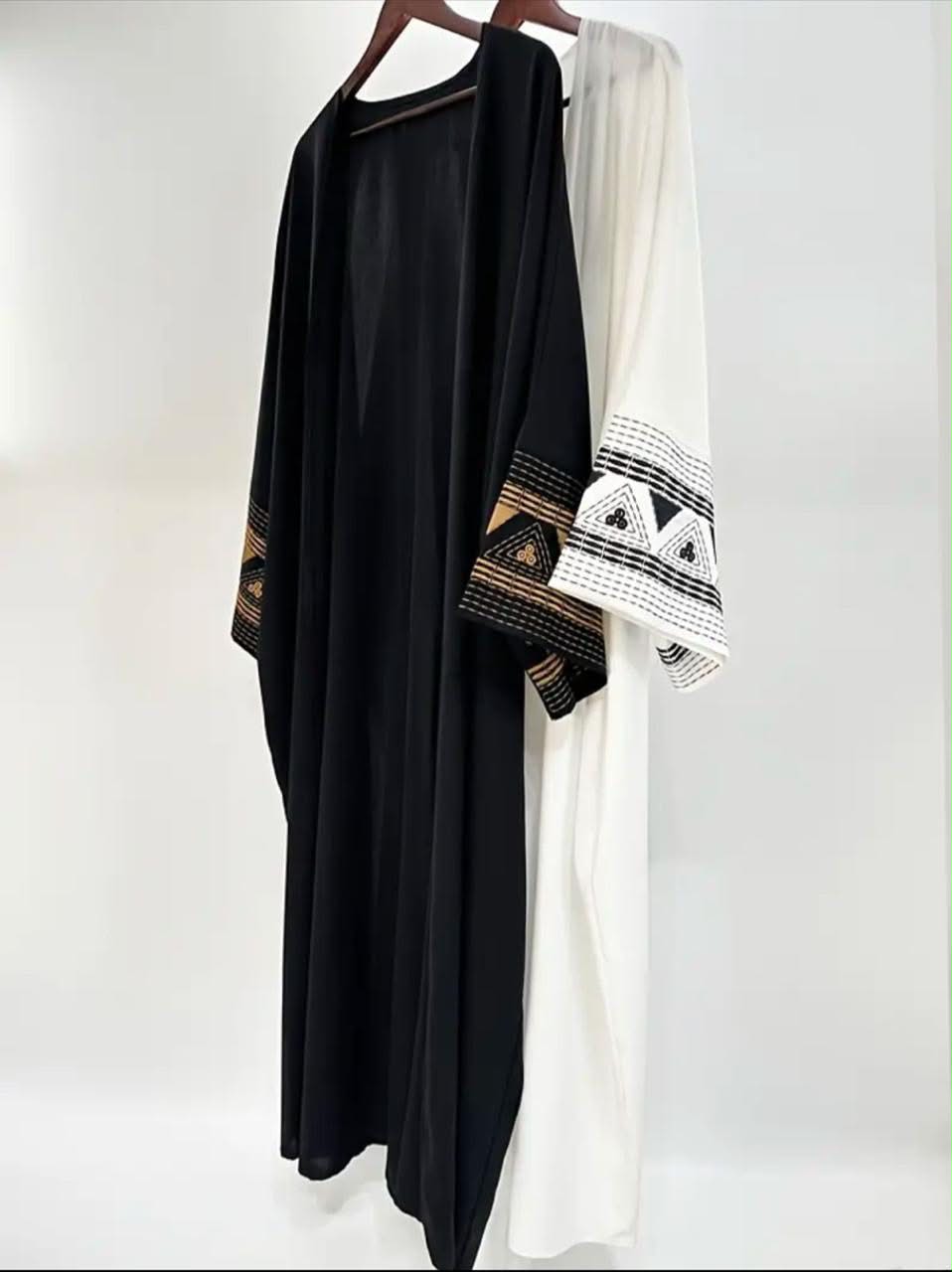 Graceful Wool Peach Flared Abaya with Matching Stole Set