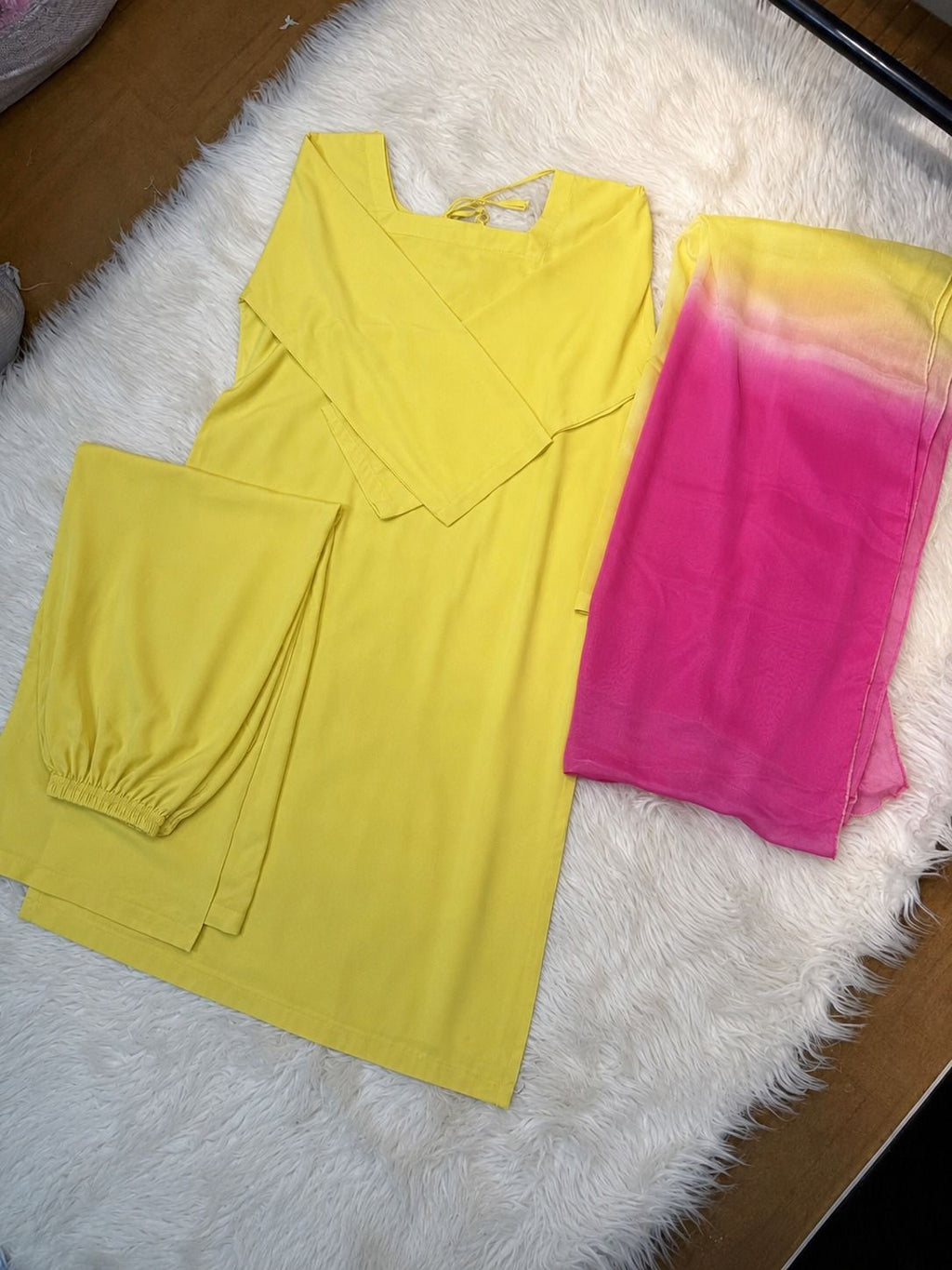 LEMON PETAL (3PC) WITH CHIFFON DUPATTA