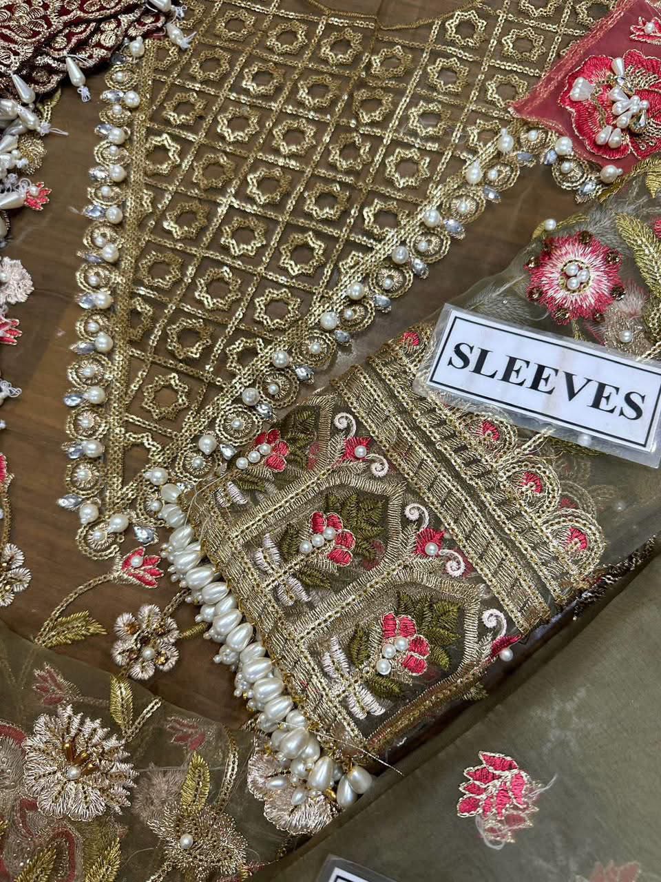 Luxury Heavy Adda Work Organza 3-Piece Suit with Printed Silk Dupatta & Shamoze Silk Trouser