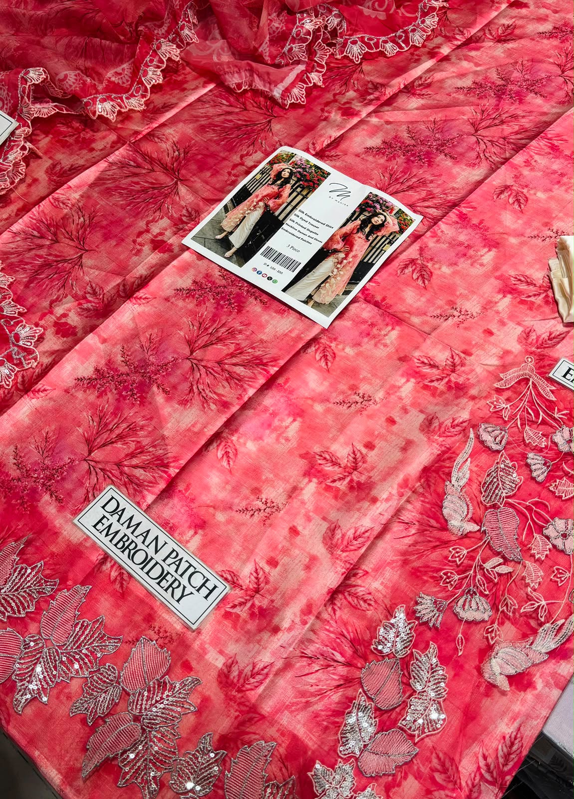 Premium Digital Printed Silk 3-Piece Suit with Cutwork Embroidered Dupatta