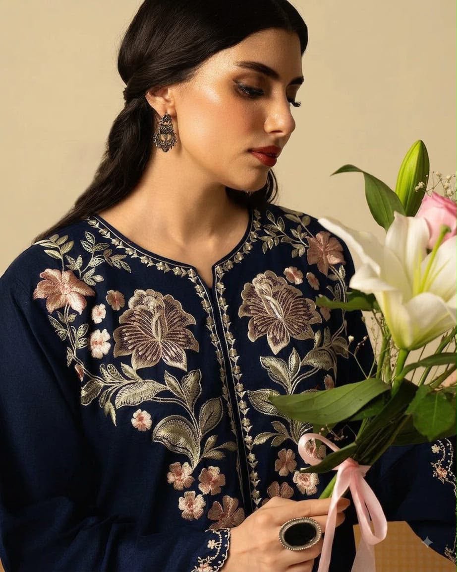 Premium Heavy Embroidered Shamoze Silk 2-Piece Suit