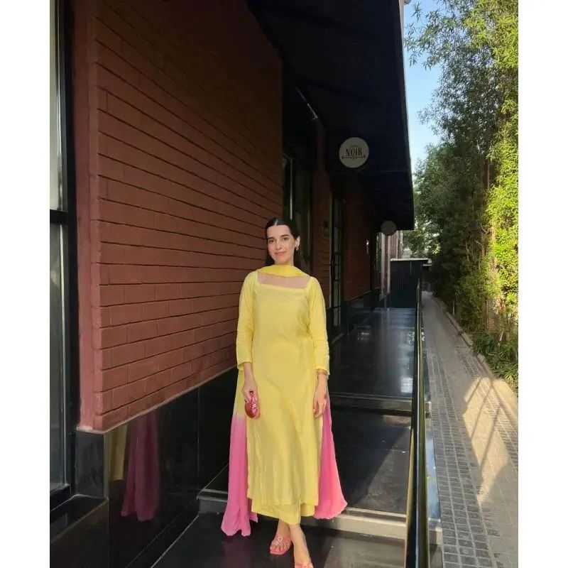 LEMON PETAL (3PC) WITH CHIFFON DUPATTA