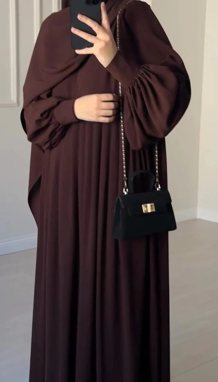 Chocolate Brown Abaya with stoller