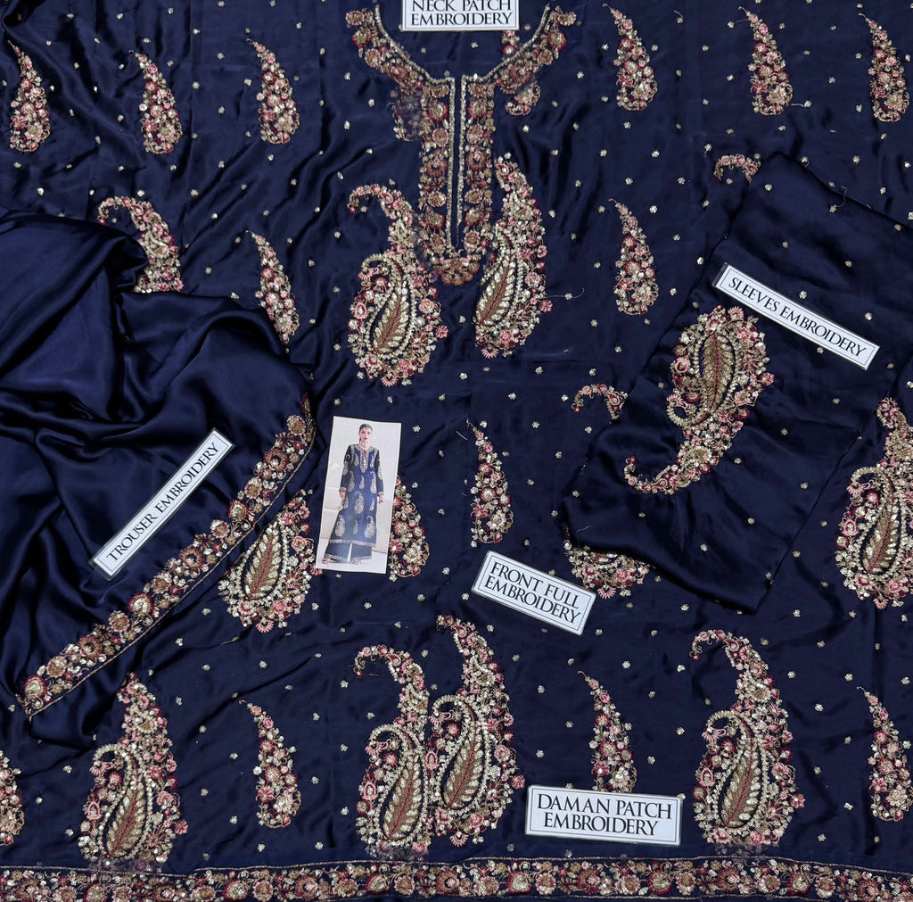 Premium Heavy Embroidered Silk 2-Piece Suit with Embroidered Trouser
