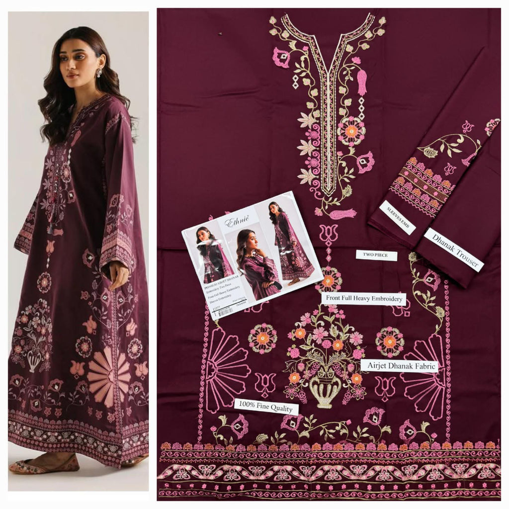 Luxury Heavy Embroidered Airjet Dhanak 2-Piece Winter Suit