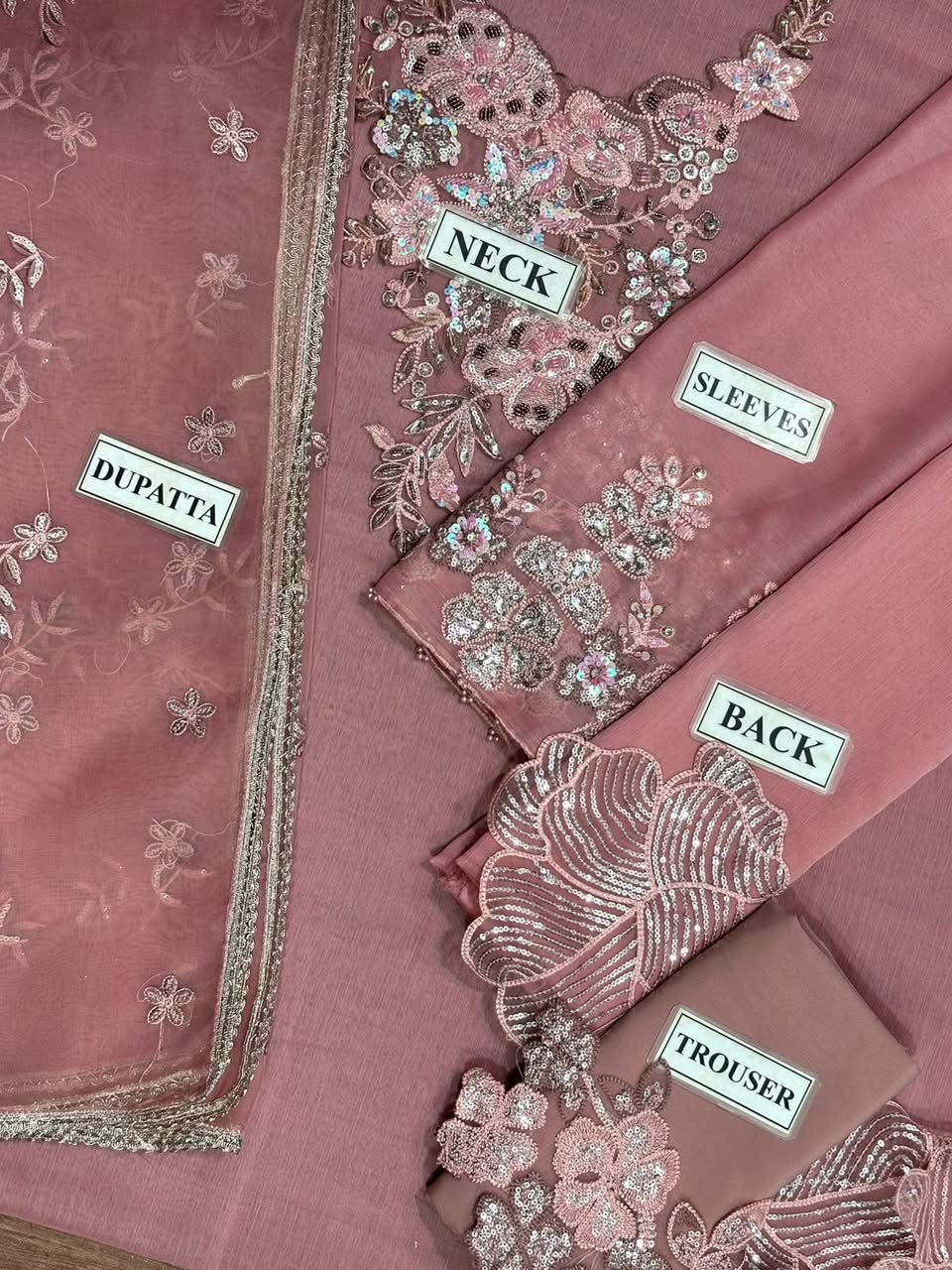 Luxury Heavy Embroidered Chiffon 3-Piece Suit with Adda Work & Organza Dupatta