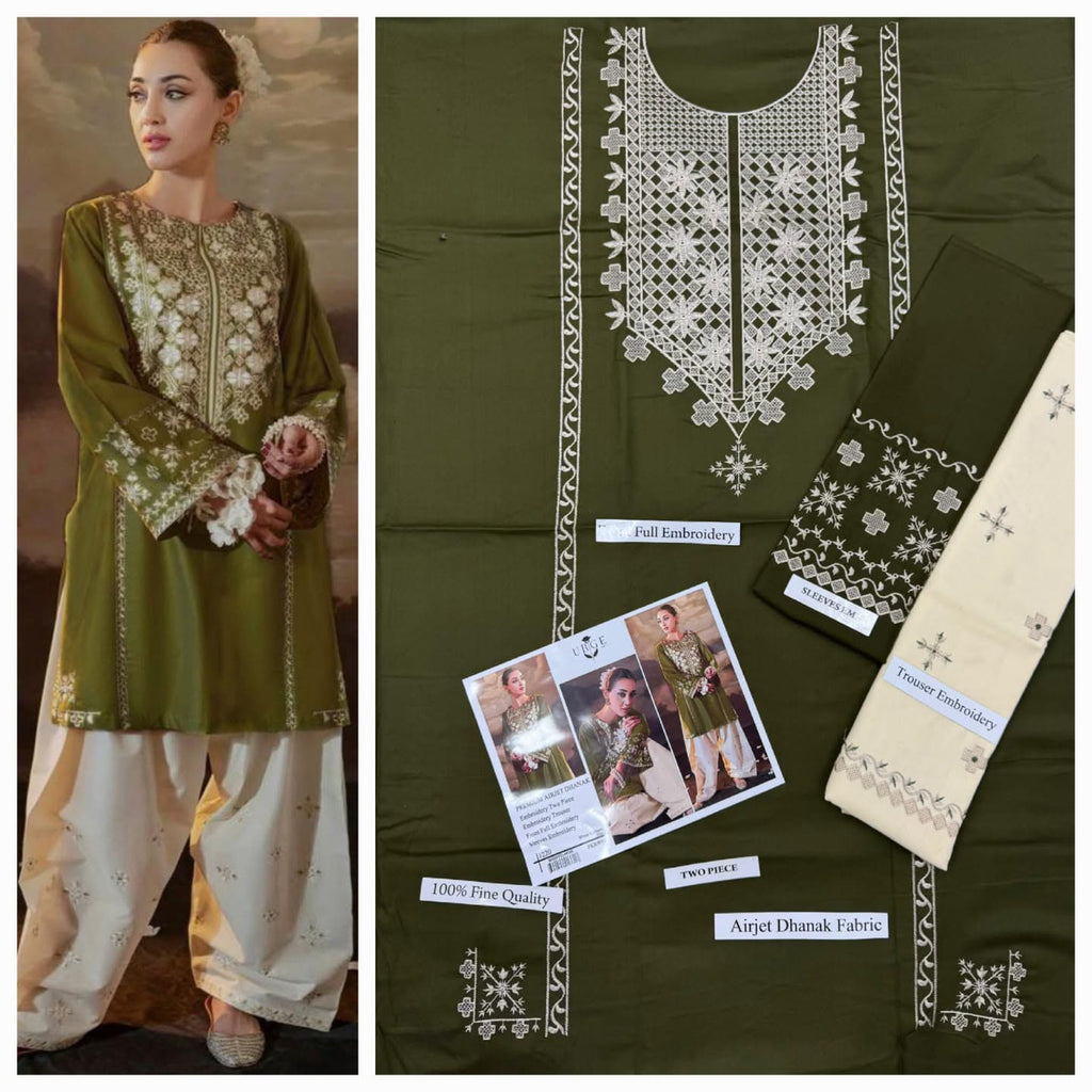 Luxury Heavy Embroidered Airjet Dhanak 2-Piece Winter Suit