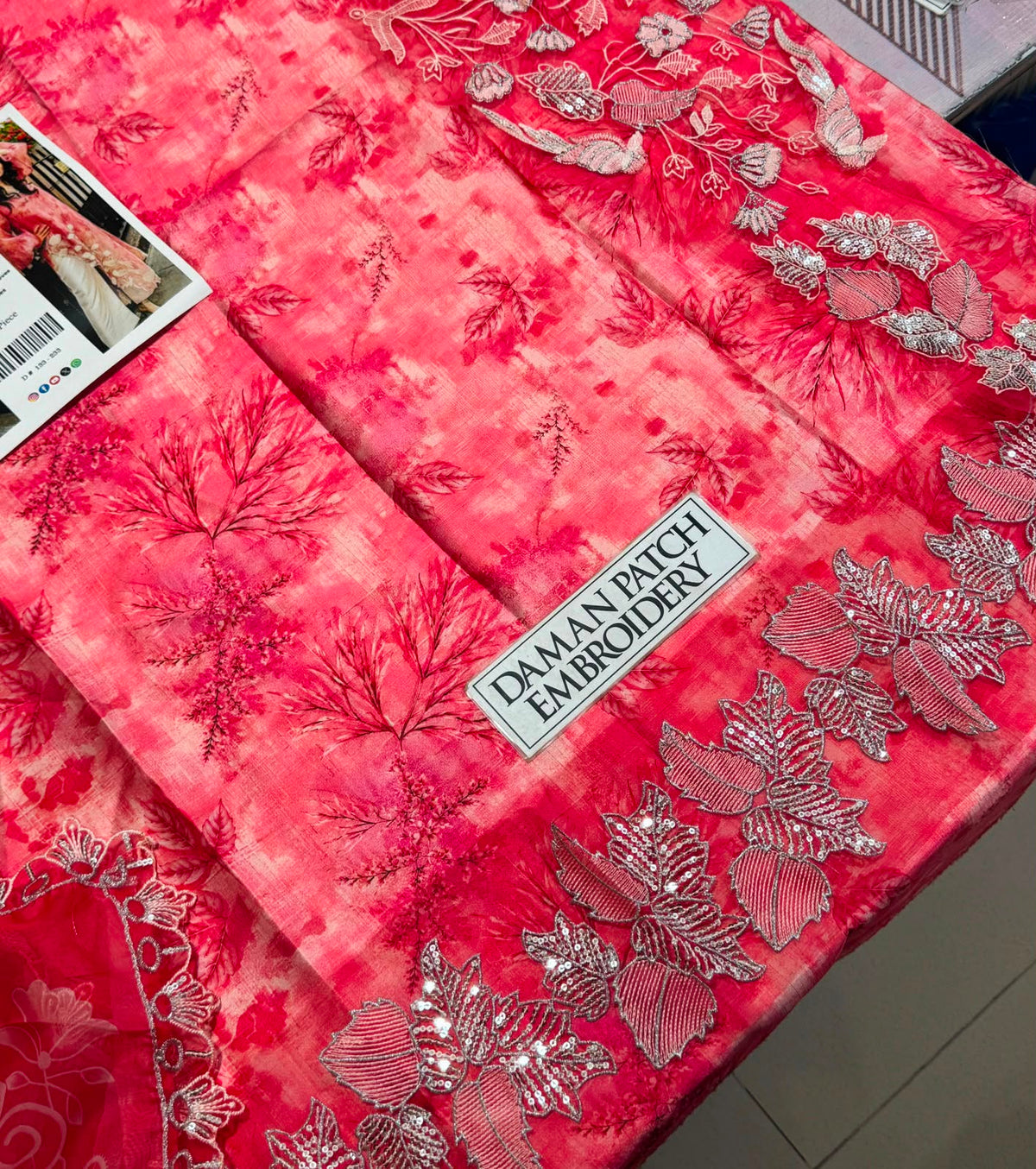 Premium Digital Printed Silk 3-Piece Suit with Cutwork Embroidered Dupatta