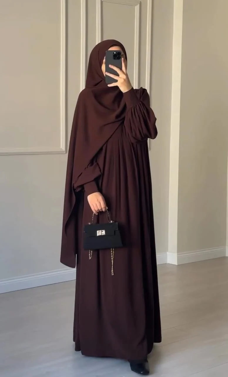 Chocolate Brown Abaya with stoller
