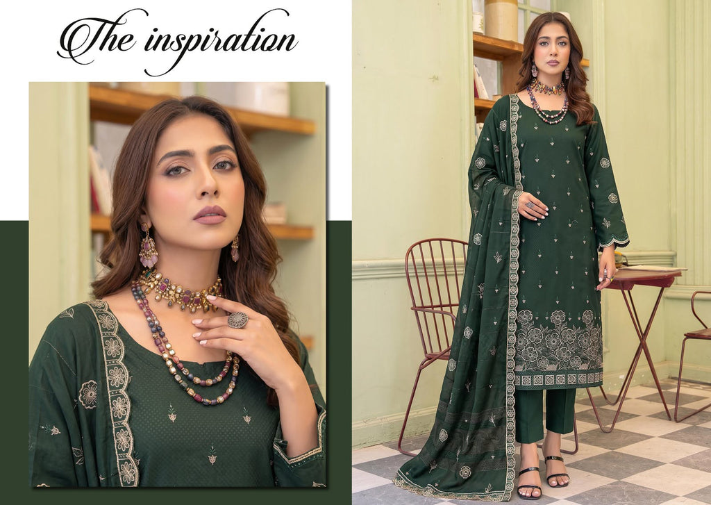 Luxury Sequence Chikankari Dhanak 3-Piece Suit with Embroidered Velvet Dhanak Shawl