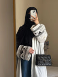 Graceful Wool Peach Flared Abaya with Matching Stole Set