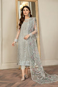 Luxury Heavy Spangle Embroidered Net 3-Piece Suit with Cutwork Dupatta & Shamoze Silk Inner