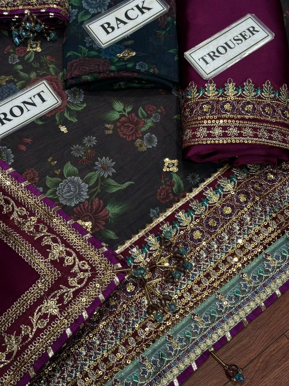 Unstitched Luxury Chiffon 3-Piece Suit with Silk Trouser