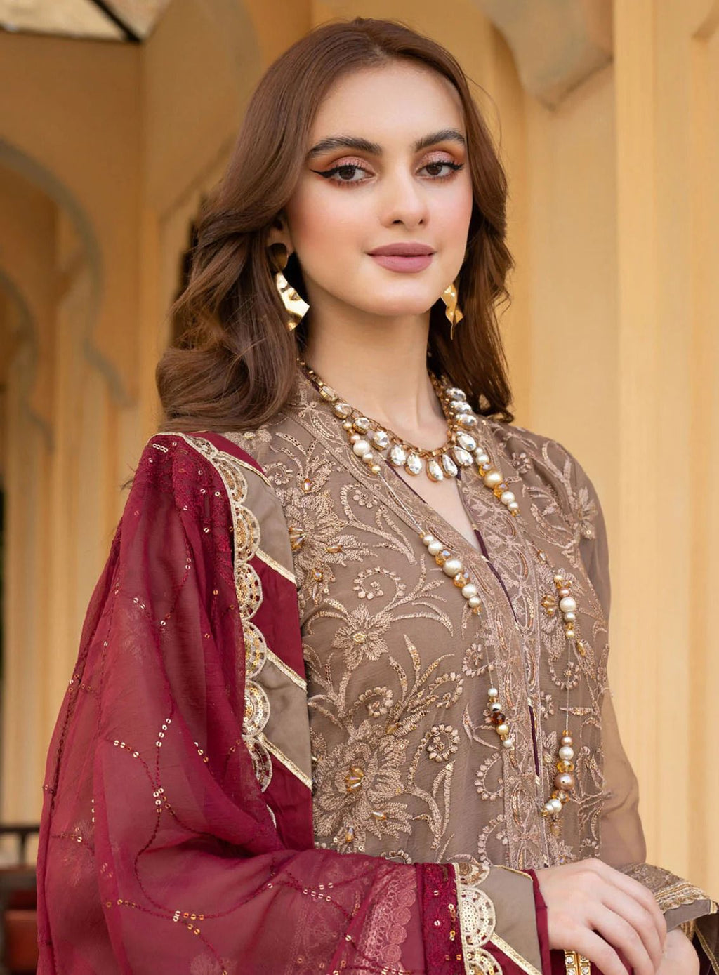 Unstitched Luxury Chiffon 3-Piece Suit with Malai Trouser