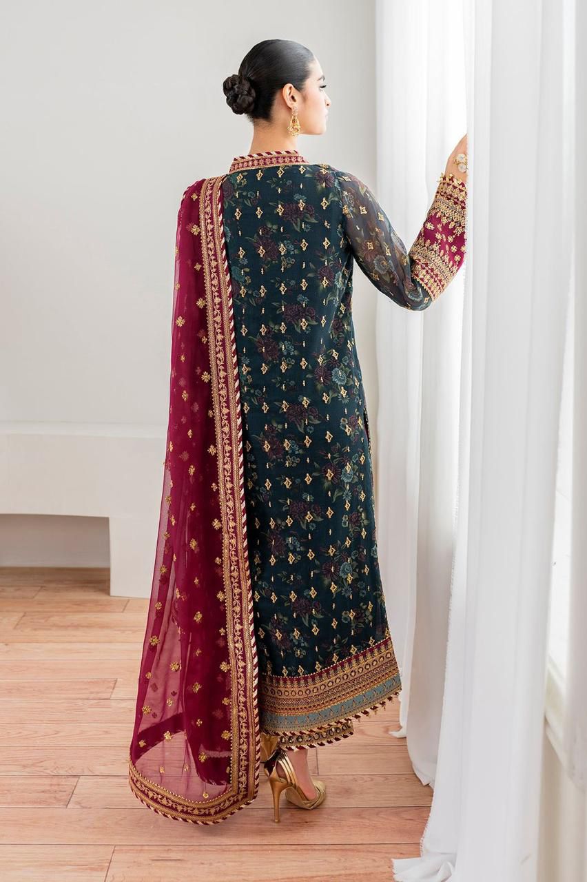 Unstitched Luxury Chiffon 3-Piece Suit with Silk Trouser