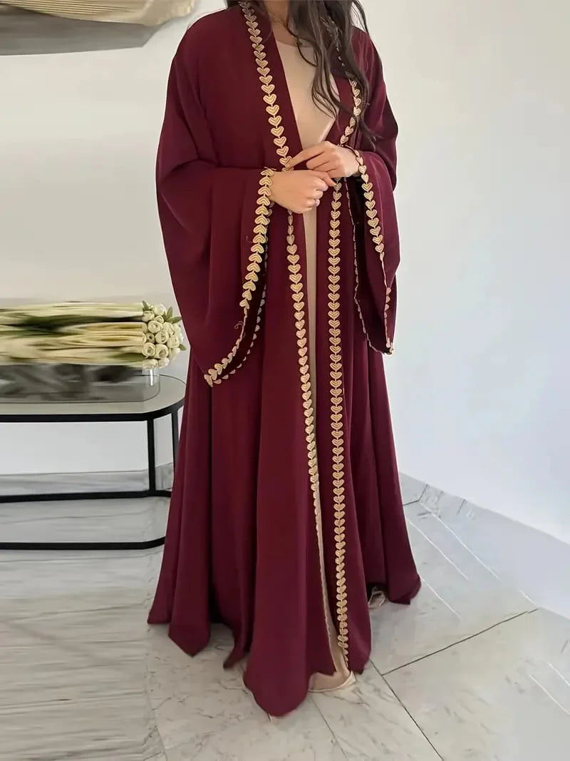Gul-e-Dil Maroon Embroidered Abaya
