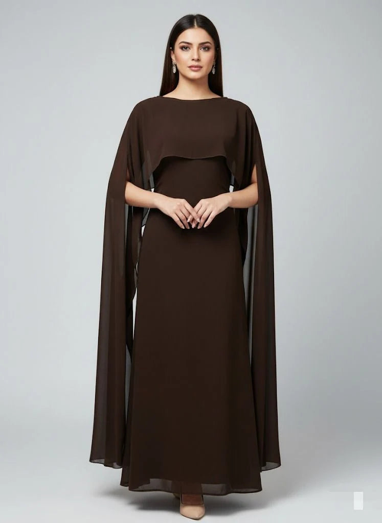 Graceful Cape Shawl Dress MAROON