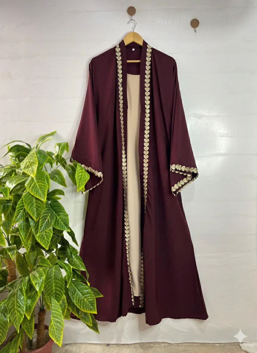 Gul-e-Dil Maroon Embroidered Abaya