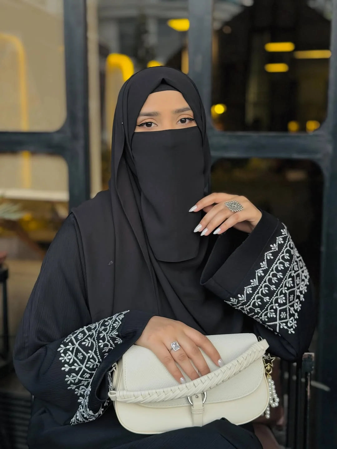 Safa Embroidered Abaya With Stoller