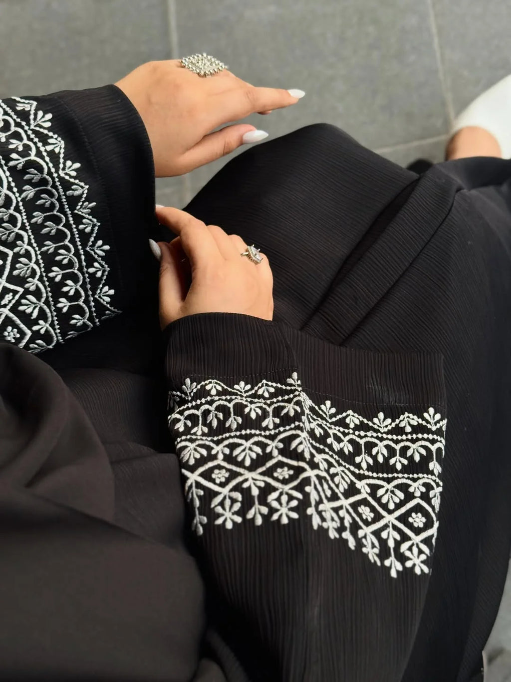 Safa Embroidered Abaya With Stoller
