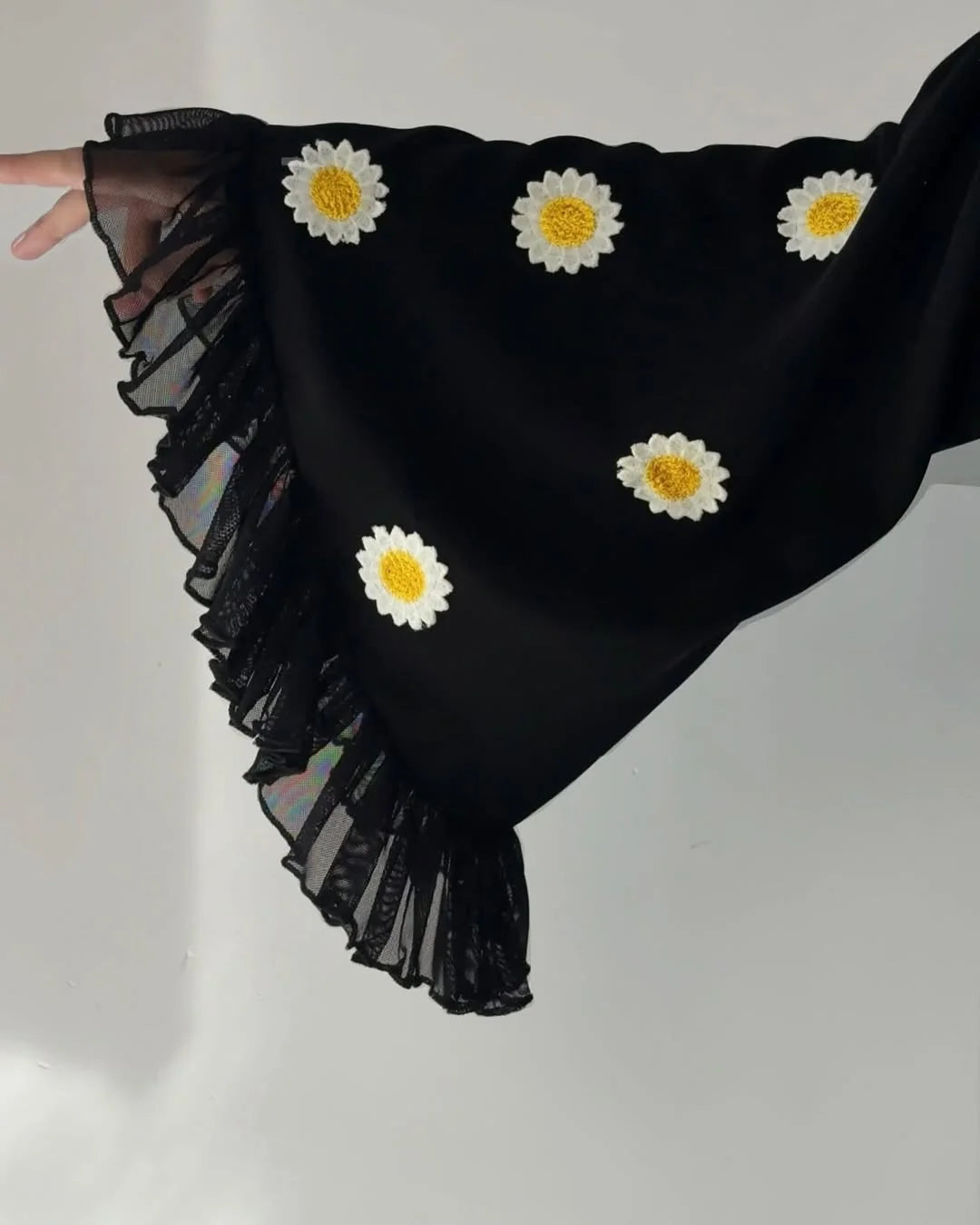 Daisy Noir Abaya with stoller