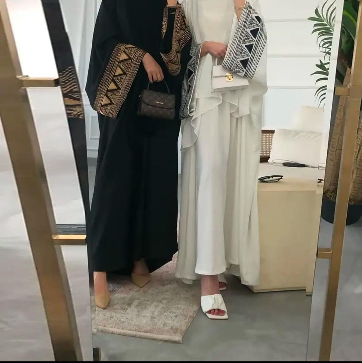 Graceful Wool Peach Flared Abaya with Matching Stole Set