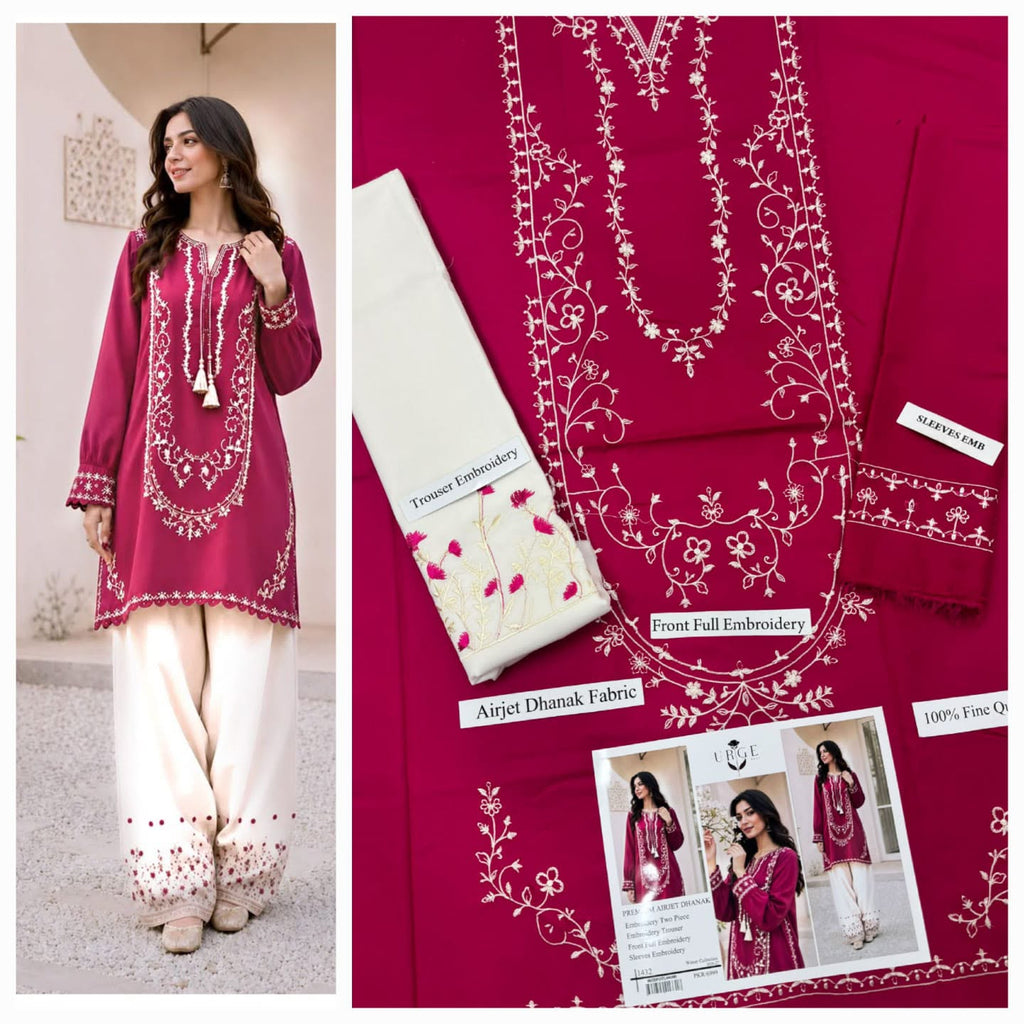 Luxury Heavy Embroidered Airjet Dhanak 2-Piece Winter Suit