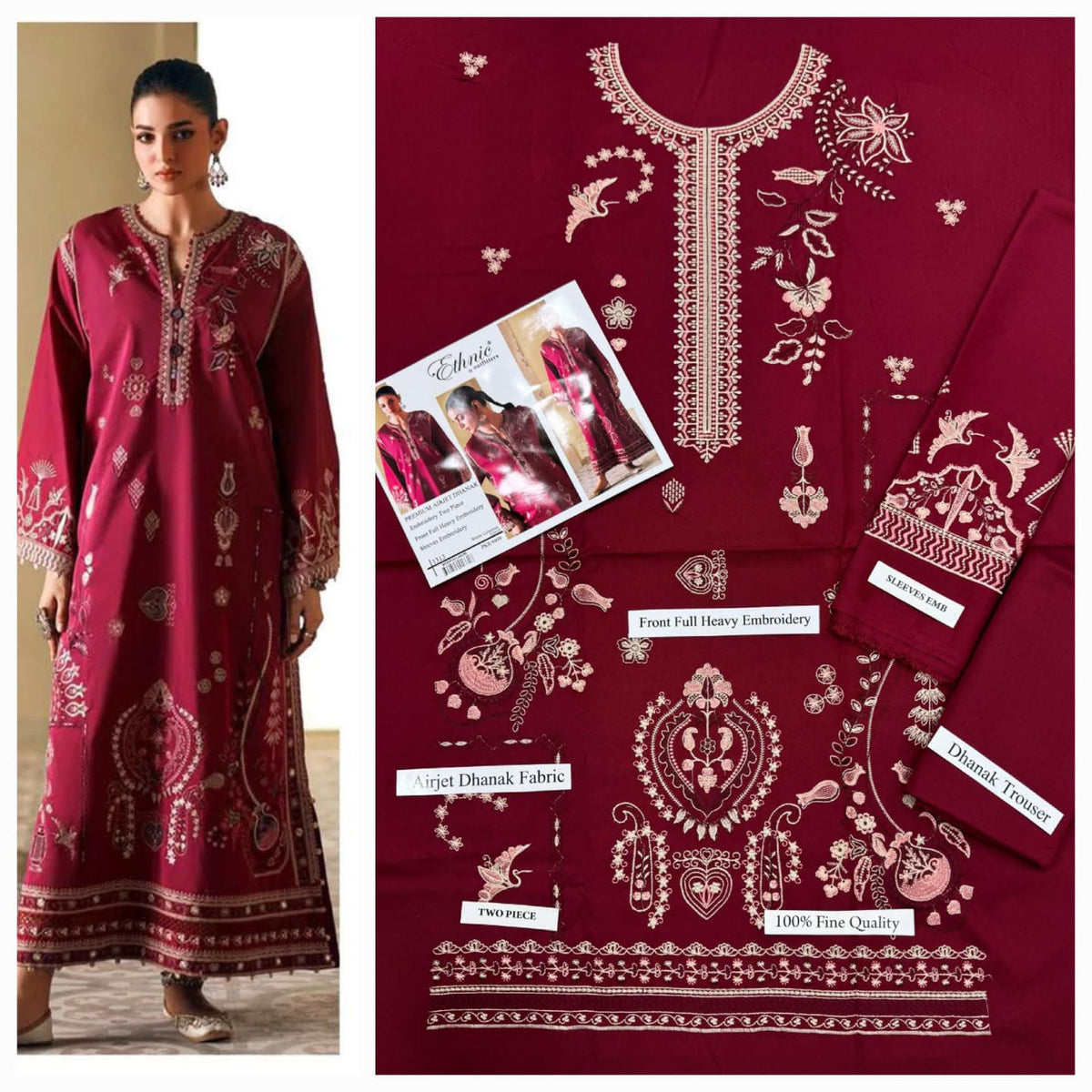 Premium Embroidered Airjet Dhanak 2-Piece Suit By ETHNIC