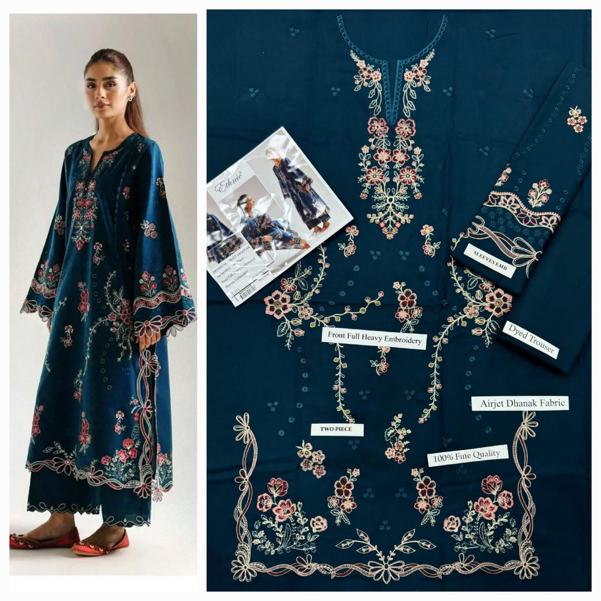 Premium Embroidered Airjet Dhanak 2-Piece Suit By ETHNIC