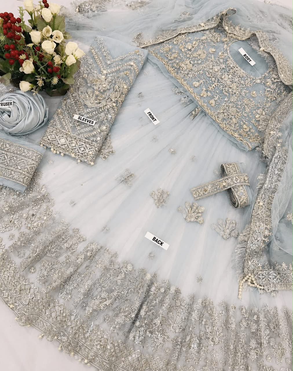 Luxury Heavy Zari & Sequin Embroidered Net Bridal Maxi Suit with Stone Handwork