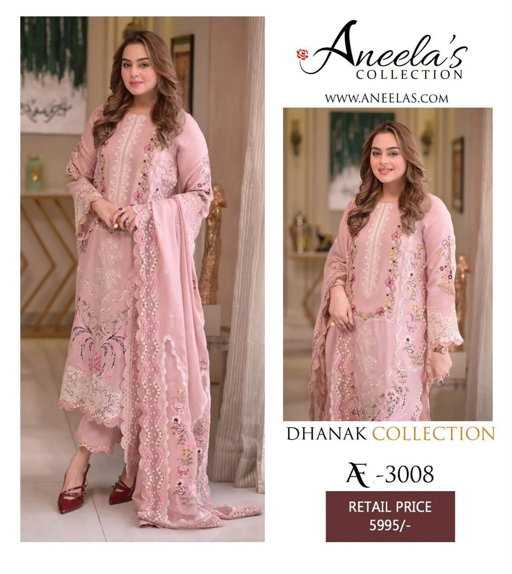 Premium Heavy Chikankari Embroidered Winter Dhanak 3-Piece Suit with Cutwork Shawl
