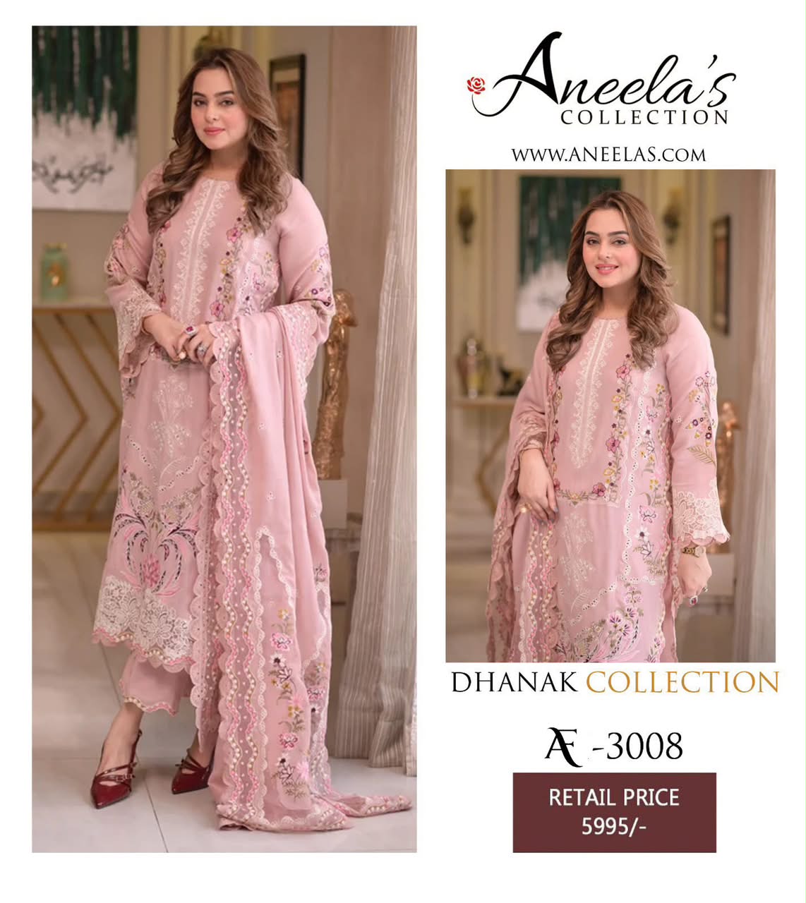 Premium Heavy Chikankari Embroidered Winter Dhanak 3-Piece Suit with Cutwork Shawl