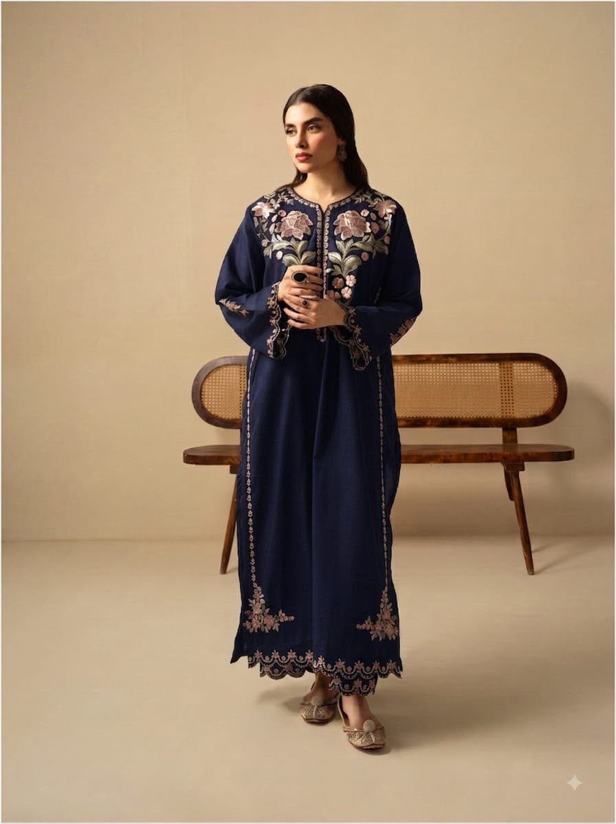 Premium Heavy Embroidered Shamoze Silk 2-Piece Suit