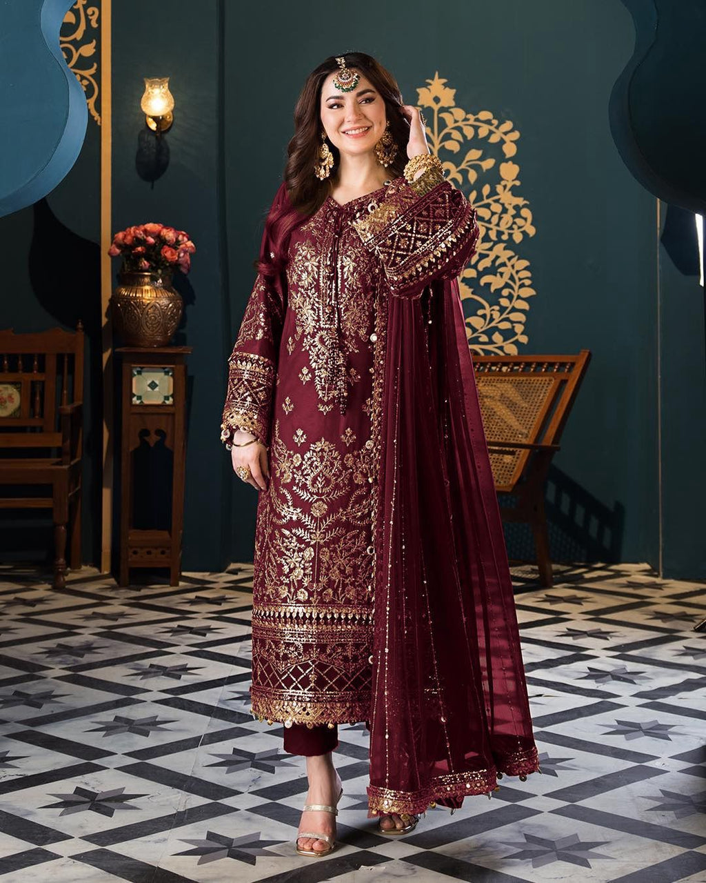 Unstitched Luxury Chiffon 3-Piece Suit with Malai Trouser By Asim Jofa