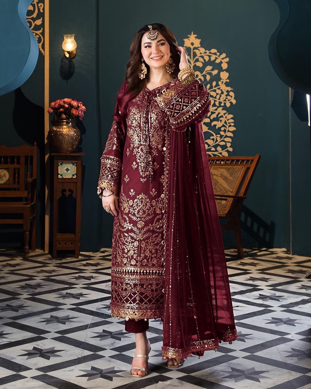 Unstitched Luxury Chiffon 3-Piece Suit with Malai Trouser By Asim Jofa