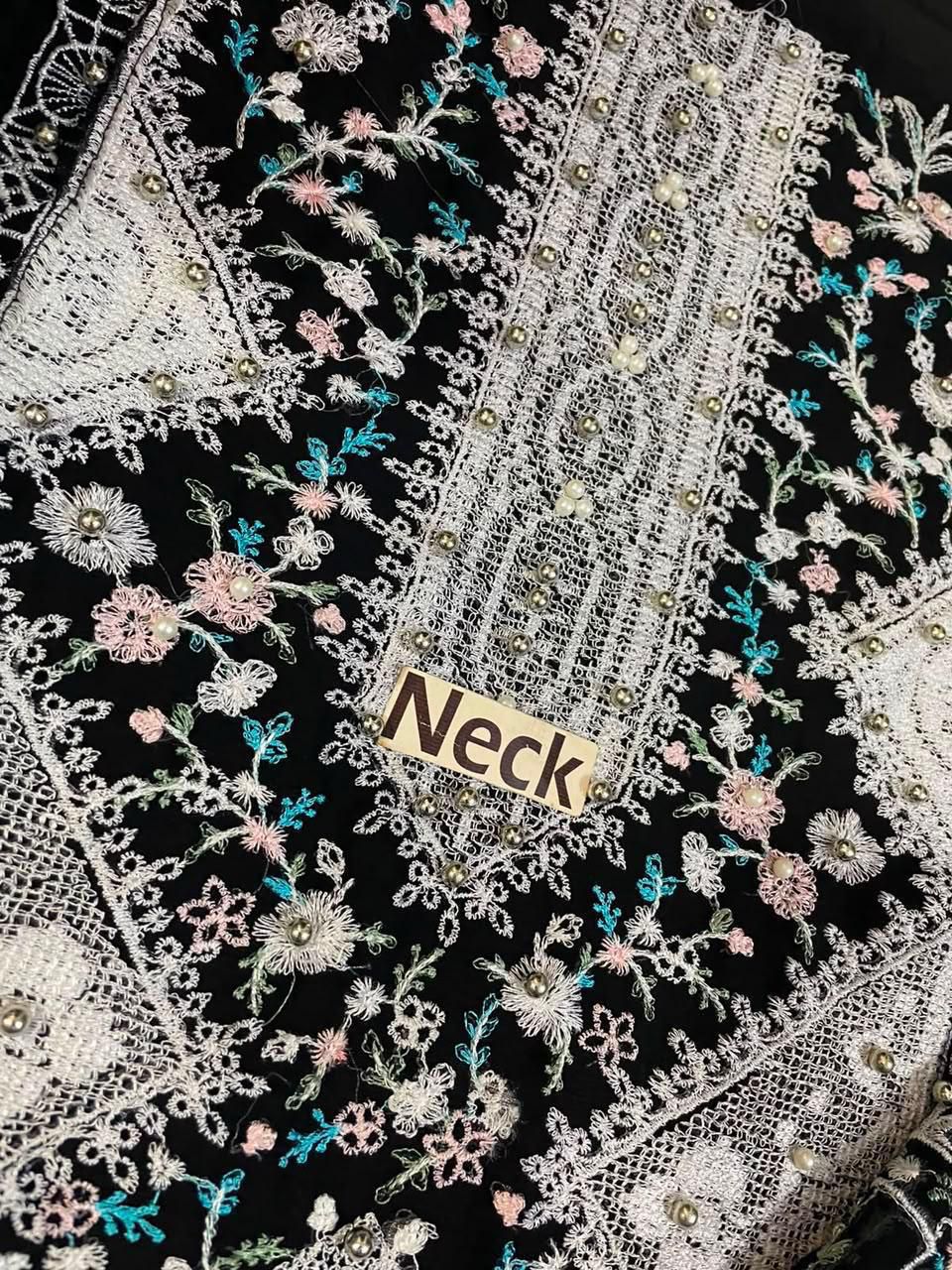 Luxury Cross-Stitch Embroidered Chiffon 3-Piece Suit