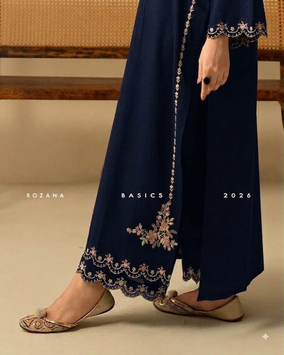 Premium Heavy Embroidered Shamoze Silk 2-Piece Suit