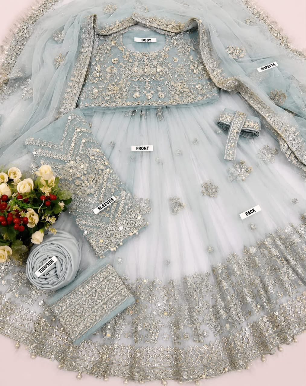 Luxury Heavy Zari & Sequin Embroidered Net Bridal Maxi Suit with Stone Handwork