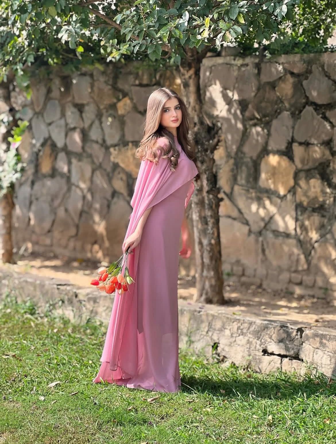 Graceful Cape Shawl Dress MAROON