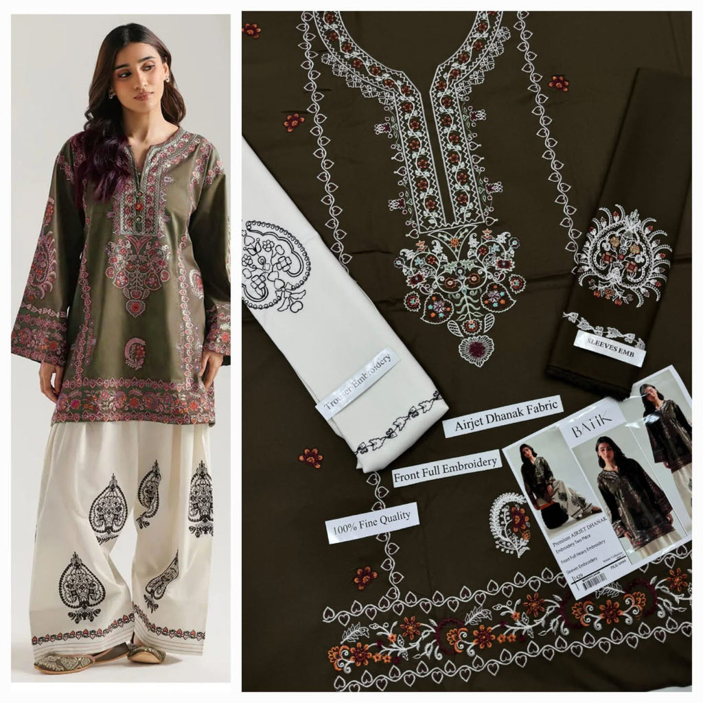 Luxury Heavy Embroidered Airjet Dhanak 2-Piece Winter Suit