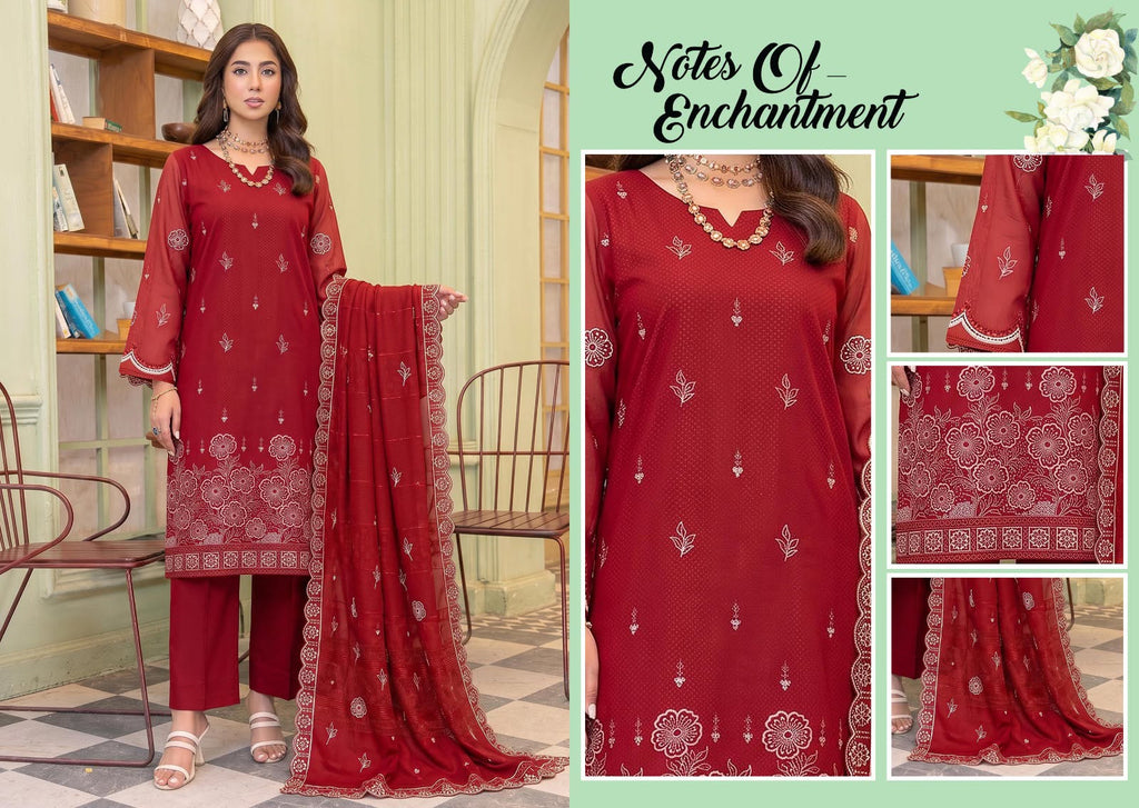 Luxury Sequence Chikankari Dhanak 3-Piece Suit with Embroidered Velvet Dhanak Shawl
